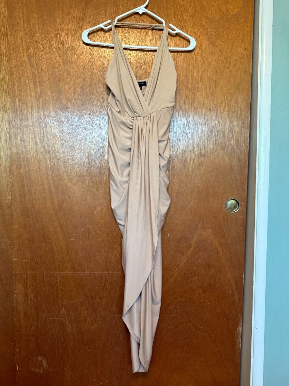 Nude Body Con Midi Dress